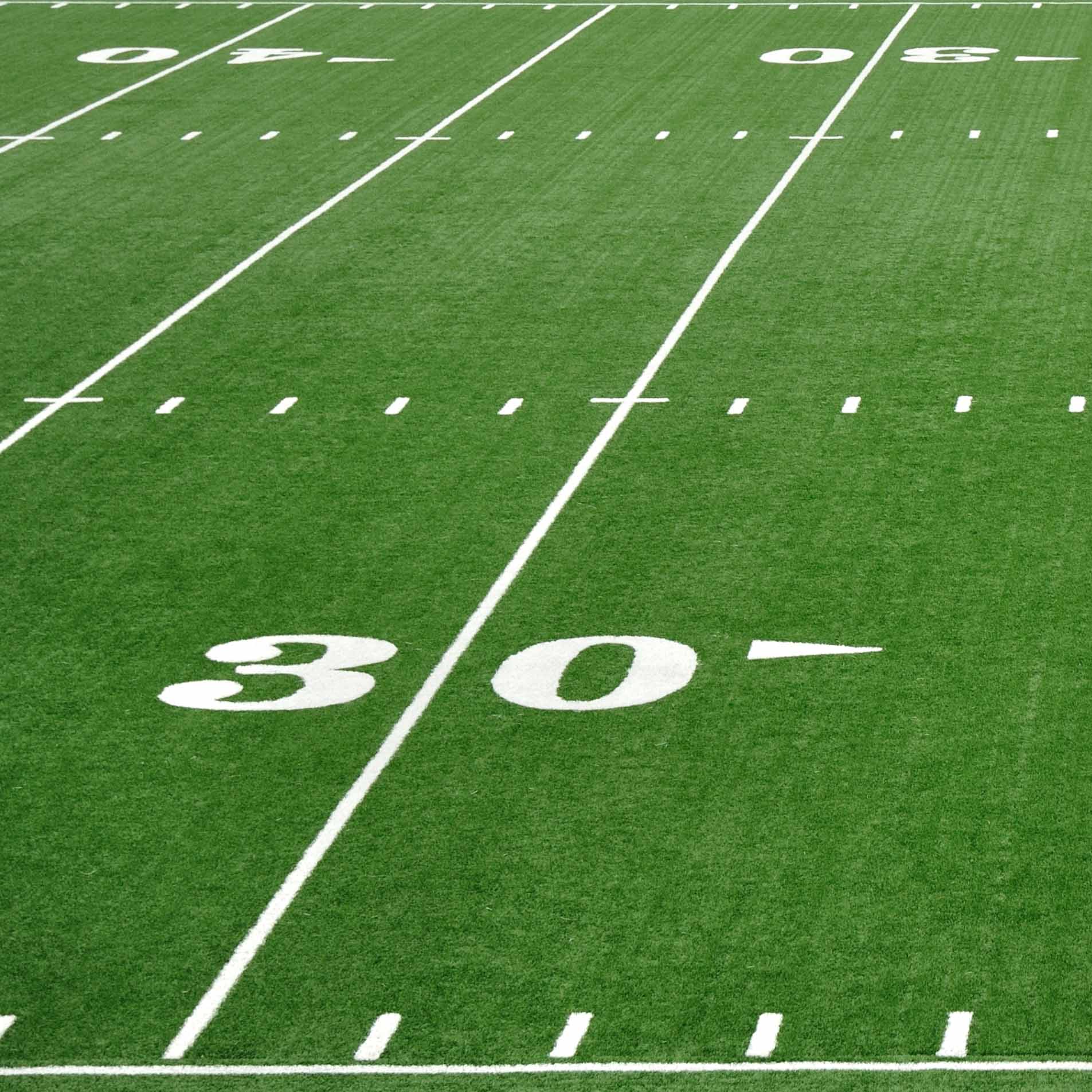 Football field at the 30 yard line